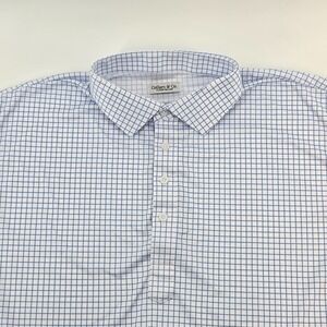 Collars & Co‎ Dress Relaxed Polo Shirt Men's Size XL Blue White Gingham Stretch